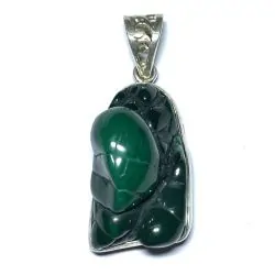 Pendentif Malachite sertie sur Argent 925 | Dans les yeux de Gaïa