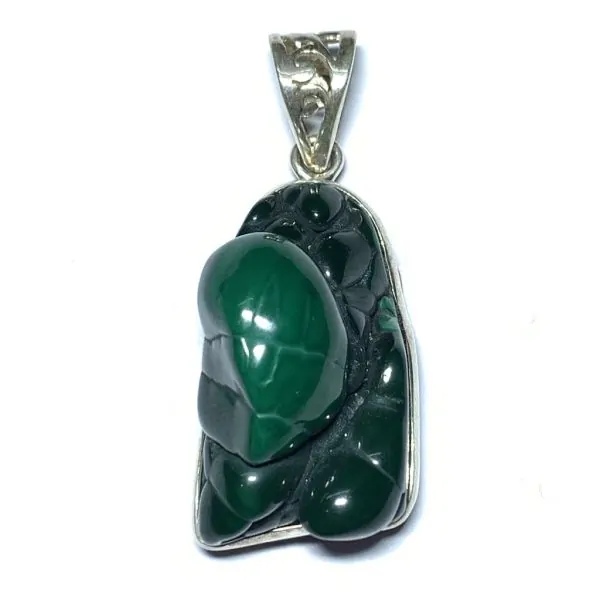 Pendentif Malachite sertie sur Argent 925 | Dans les yeux de Gaïa
