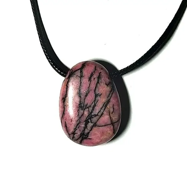 Pendentif Cabochon en Rhodonite - Lithothérapie |Dans les Yeux de Gaïa