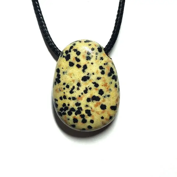 Pendentif Cabochon Jaspe Dalmatien - Lithothérapie |Dans les Yeux de Gaïa