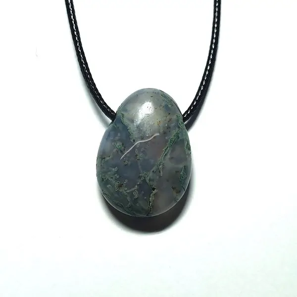 Pendentif Cabochon en Agate Mousse 1 - Lithothérapie |Dans les Yeux de Gaïa
