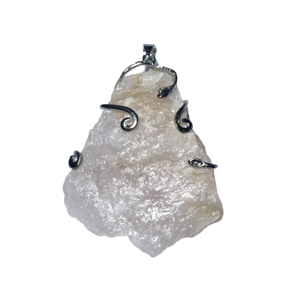 Photo 1 - Pendentif en Quartz Rose serti sur métal argenté | Dans les Yeux de Gaia