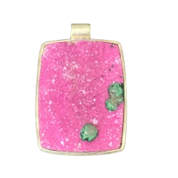 Pendentif en Cobalto-Calcite et Malachite serti en Argent 925 -2