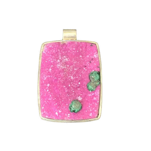 Pendentif en Cobalto-Calcite et Malachite serti en Argent 925 -2