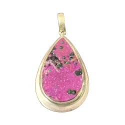 Pendentif en Cobalto-Calcite et Malachite serti en Argent 925 -1