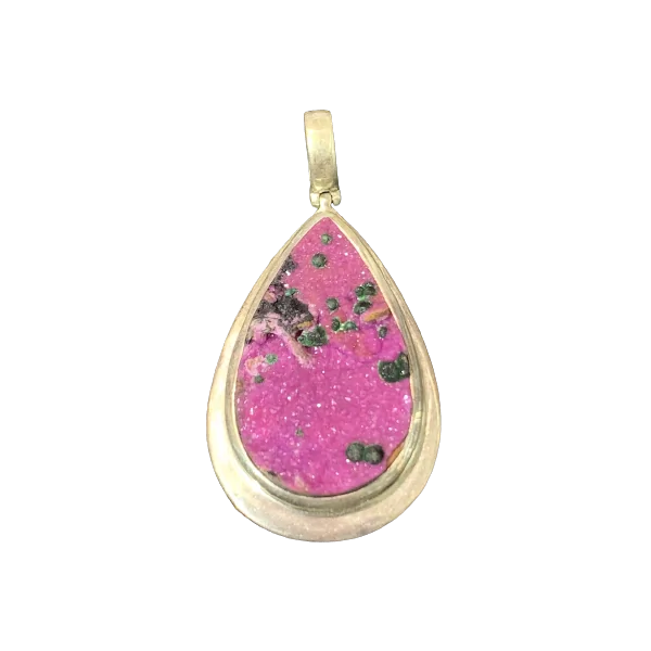 Pendentif en Cobalto-Calcite et Malachite serti en Argent 925 -1