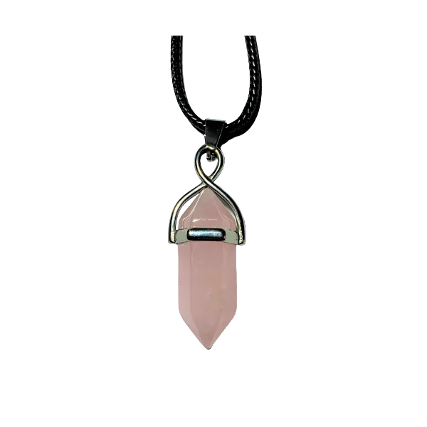 Pendentif Pointe en Quartz Rose - Minéraux - Lithothérapie - Bien-être