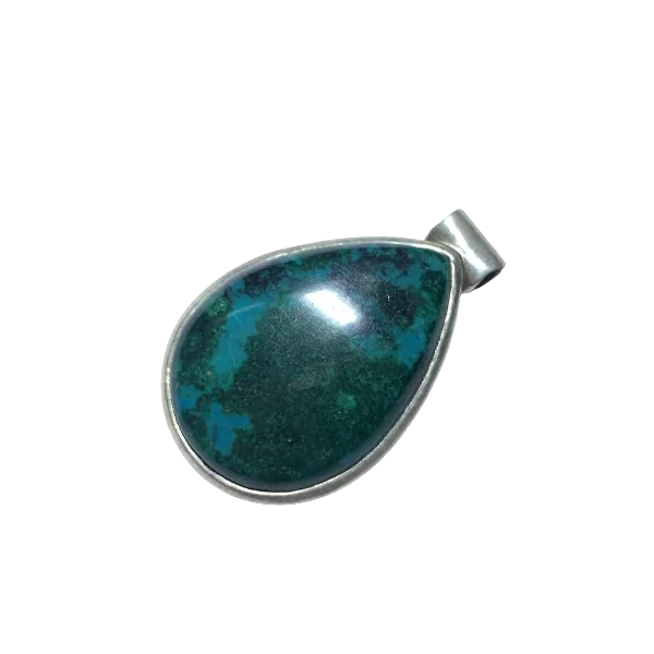 Pendentif Chrysocolle serti en Argent 925 | Dans les yeux de Gaïa