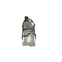 Pendentif Cristal de Roche serti sur métal argenté | Dans les yeux de Gaïa