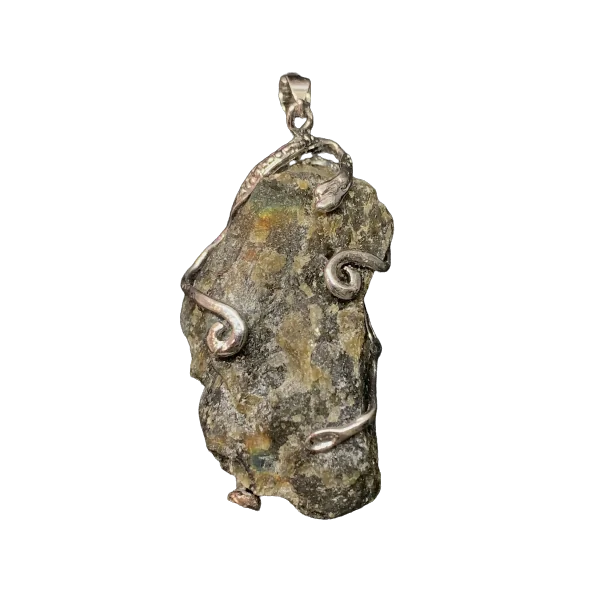 Pendentif Labradorite serti sur métal argenté - Photo 1 | Dans les Yeux de Gaia