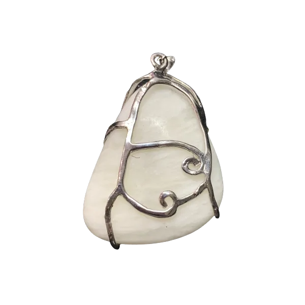 Pendentif Jade serti sur métal argenté | Dans les yeux de Gaïa