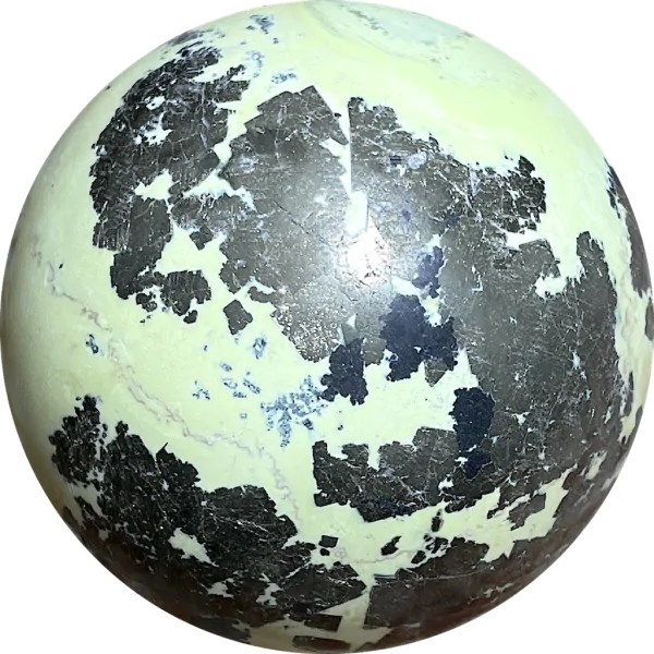 Sphère en Serpentine et Pyrite 1 | Dans les Yeux de Gaïa