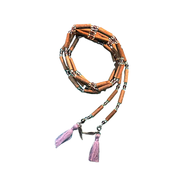 Collier mala en noisetier mauve vue d'ensemble - Collier arbre |Dans les yeux de Gaïa