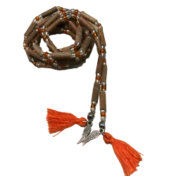 Collier mala en noisetier orange vue d'ensemble - Collier arbre |Dans les yeux de Gaïa