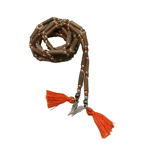 Collier mala en noisetier orange vue d'ensemble - Collier arbre |Dans les yeux de Gaïa