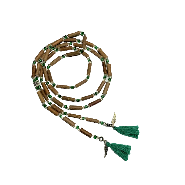 Collier mala en noisetier vert vue d'ensemble - Collier arbre |Dans les yeux de Gaïa