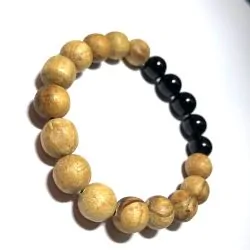 Bracelet en bois de Palo Santo et Obsidienne Noire | Dans les Yeux de Gaïa