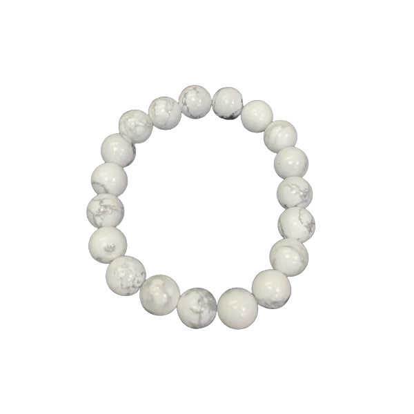 Bracelet Howlite simple 10mm 1 - Lithothérapie |Dans les Yeux de Gaïa
