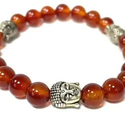 Bracelet Cornaline 3 Bouddhas