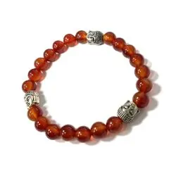 Bracelet de Cornaline avec 3 Bouddhas | Dans les Yeux de Gaïa