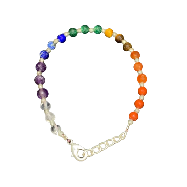 Bracelet 7 Chakras plaqué Argent 1 - Bijoux lithothérapie |Dans les Yeux de Gaïa
