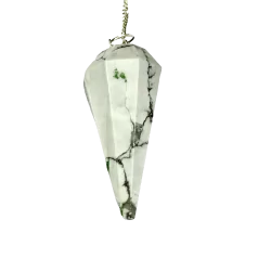 Pendule pointe en Howlite - vue de face | Dans les Yeux de Gaïa