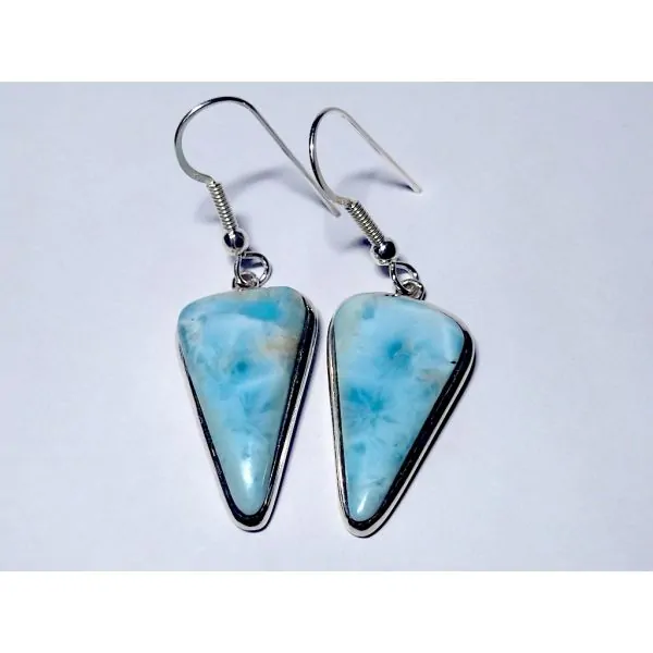 1 | Boucles d'Oreilles en Larimar sur Argent | Dans les Yeux de Gaïa