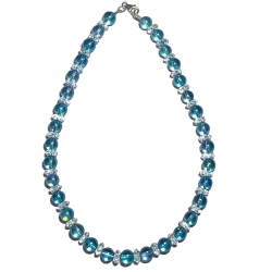 Collier facetté en Aqua Aura et Cristal de Roche 8mm | Dans les Yeux de Gaïa