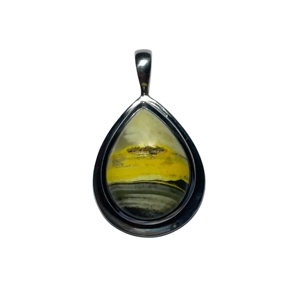 Pendentif en Orpiment serti sur Argent 925 1 - Bijoux créateurs & Lithothérapie |Dans les Yeux de Gaïa