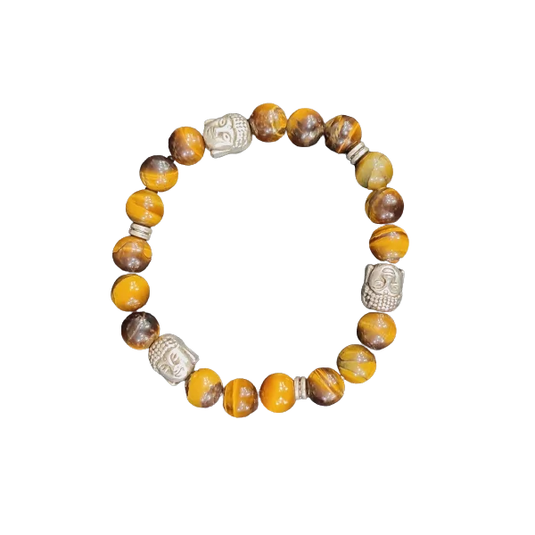 Bracelet Oeil de Tigre 3 bouddhas | Bracelets en Pierres | Dans les yeux de Gaïa