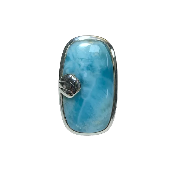 Bague en Larimar serti sur Argent 925 - Lithothérapie & Bague Créateur |Dans les Yeux de Gaïa