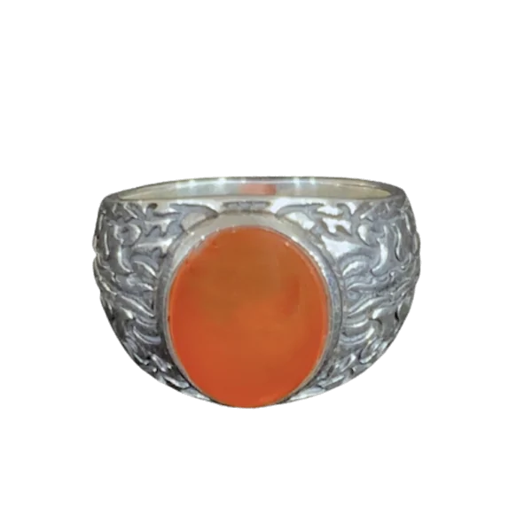 Bague en Cornaline serti sur Argent 925 1 - Bijoux créateurs & Lithothérapie |Dans les Yeux de Gaïa