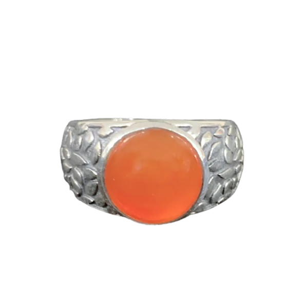Bague en Cornaline serti sur Argent 925 1 - Bague créateur |Dans les Yeux de Gaïa