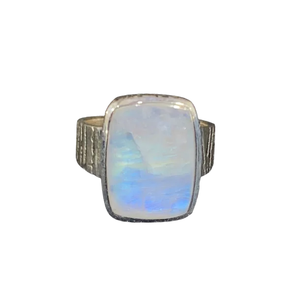 Bague en Pierre de Lune serti sur Argent 925 1 - Lithothérapie & Minéraux |Dans les Yeux de Gaïa