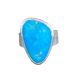Bague en Chrysocolle serti sur Argent 925 1 - Minéraux & Bijoux de créateurs |Dans les Yeux de Gaïa