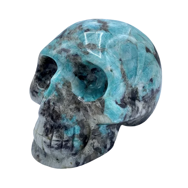 Crâne en Amazonite  - côté gauche | Dans les Yeux de Gaïa