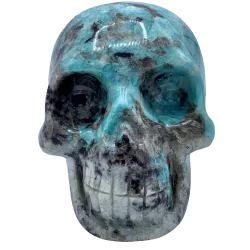 Crâne en Amazonite  - de face | Dans les Yeux de Gaïa