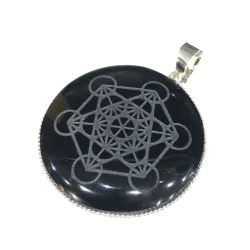 Pendentif en Sceau de Métatron en Obsidienne - Dans les Yeux de Gaïa