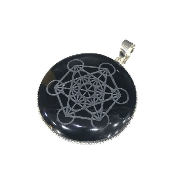 Pendentif en Sceau de Métatron en Obsidienne - Dans les Yeux de Gaïa