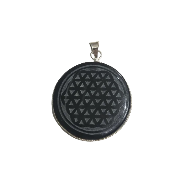 Pendentif Graine de Vie en Obsidienne - Dans les Yeux de Gaia