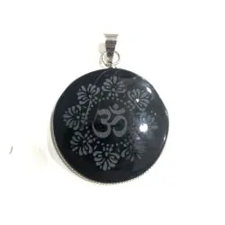 Pendentif Aûm en Obsidienne