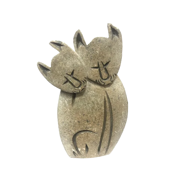 Sculpture de félins en Stéatite - Dans les Yeux de Gaia