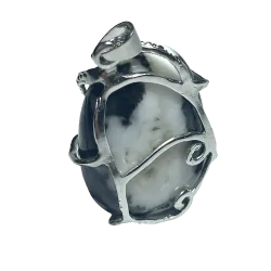 Pendentif en Jaspe Zèbre sur métal argenté 1 | Dans les yeux de Gaïa