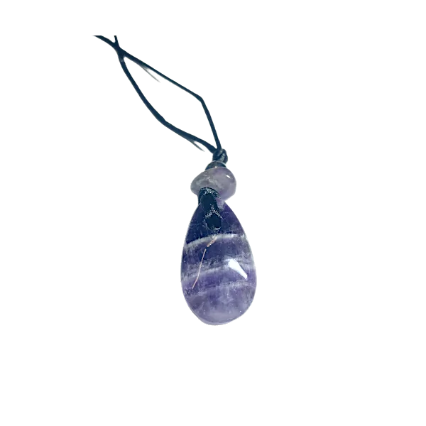 Collier en Améthyste avec une Perle métallique Cordon noir