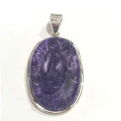 Pendentif en Charoïte serti en Argent 925 1 | Dans les yeux de Gaïa