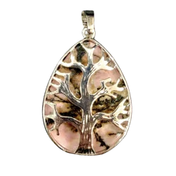 Pendentif Arbre de Vie Rhodonite - vue de face | Dans les Yeux de Gaïa