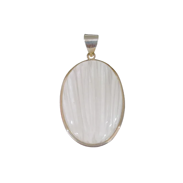 Pendentif Scolecite Ovale - de face | Dans les Yeux de Gaïa