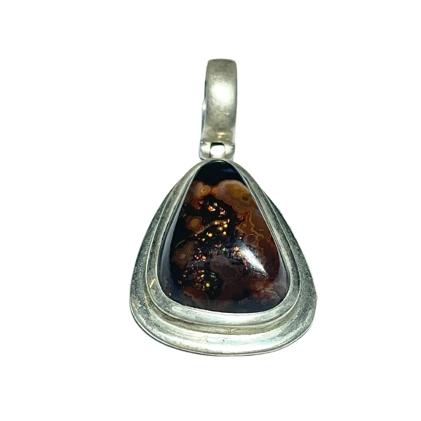 Pendentif en Opale de Feu serti en Argent 925 1 | Dans les yeux de Gaïa
