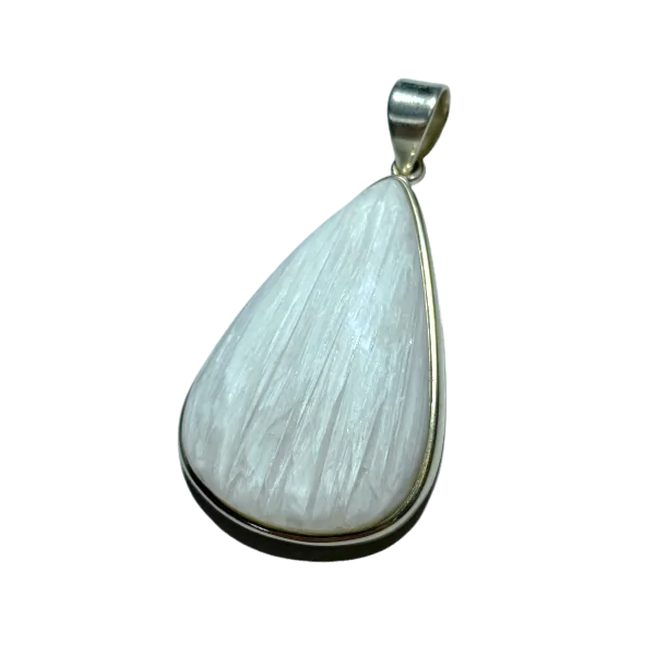 Pendentif en Scolécite en Argent 925 - Photo détaillée de face