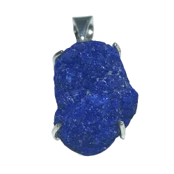 Pendentif en Azurite brute serti sur argent 925 1 | Dans les yeux de Gaïa